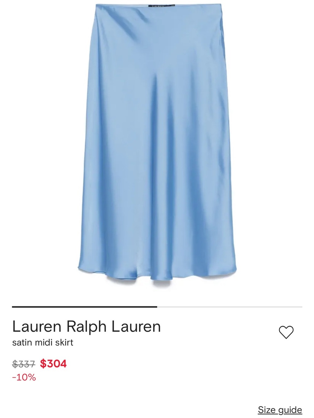 Lauren Ralph Lauren Sky Blue Satin Bias Midi Skirt